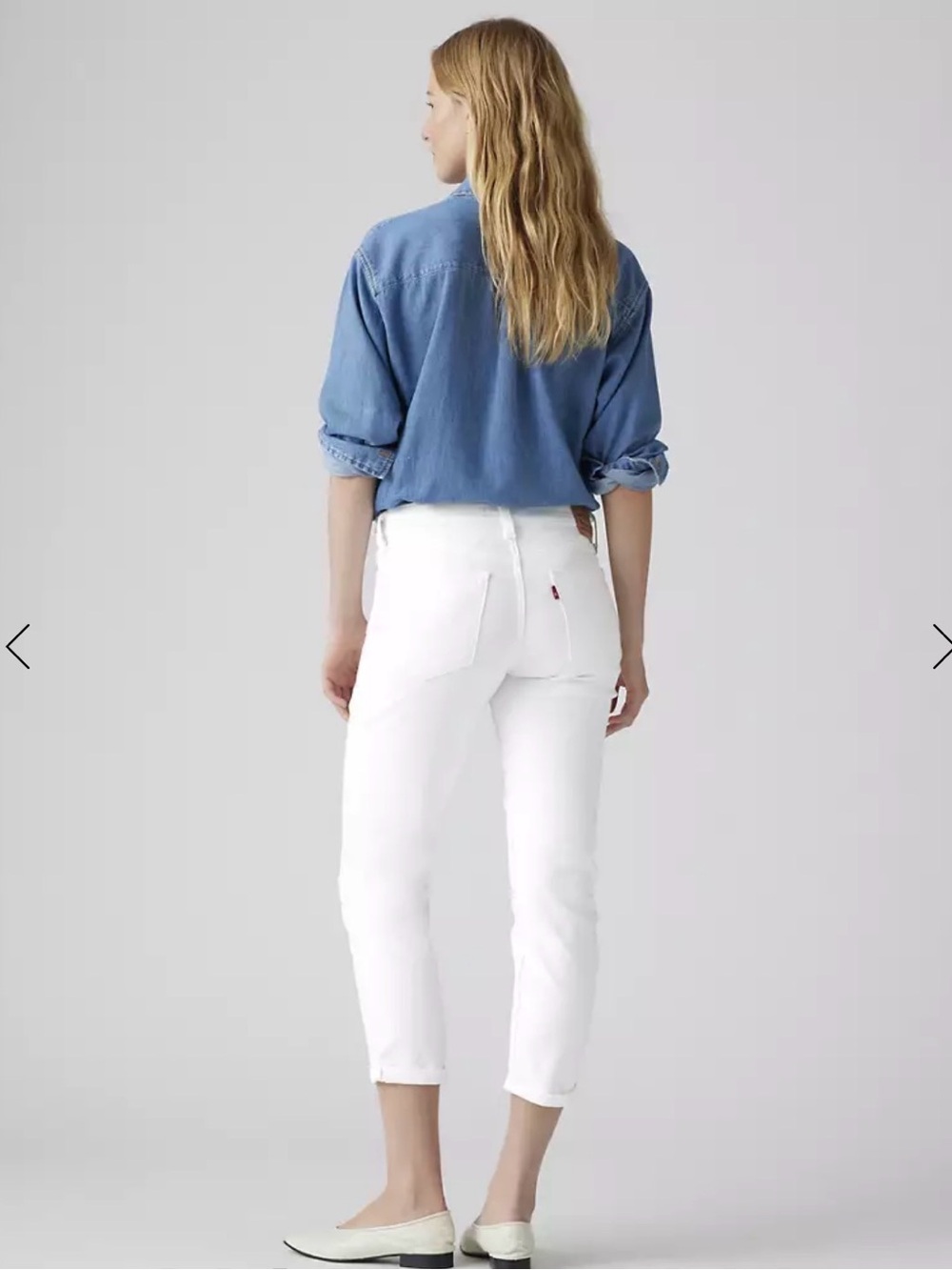 UEC Levi's White Boyfriend Jeans Stretch Cropped Mid-Rise 97% COTTON SZ 31x27”